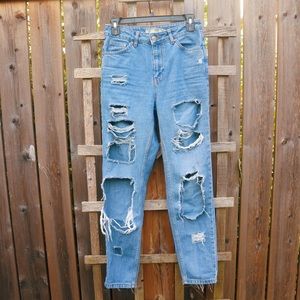 Distressed Blue Mom Jeans